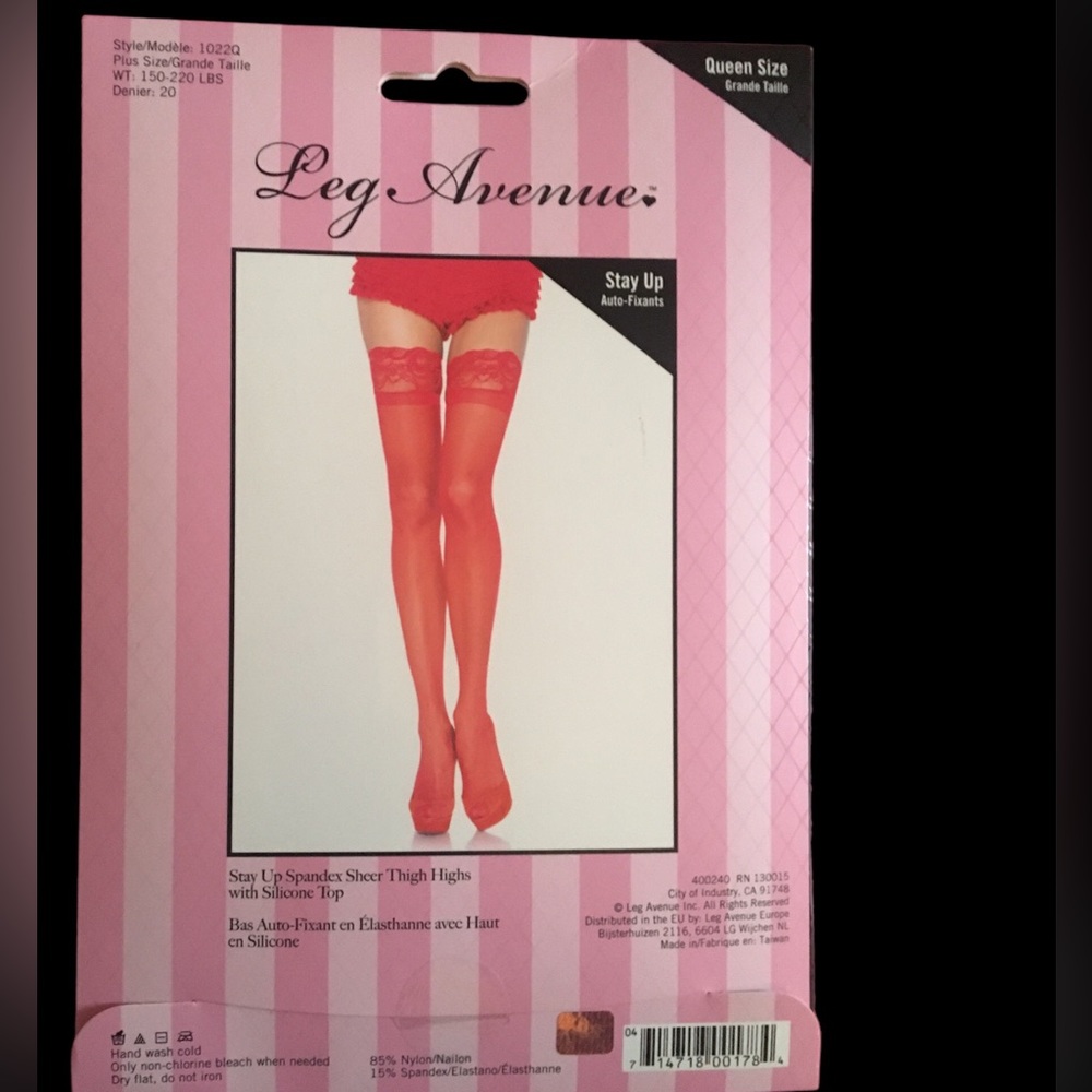 Plus Size Red Sheer Sexy Thigh Highs with Silicone Lace Tops - Picture 2 of 2